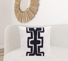 20" Black And Ivory Cotton Geometric Throw Pillow
