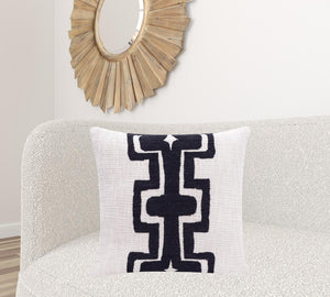 20" Black And Ivory Cotton Geometric Throw Pillow