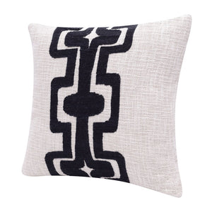 20" Black And Ivory Cotton Geometric Throw Pillow
