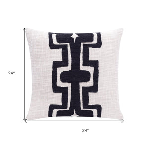 20" Black And Ivory Cotton Geometric Throw Pillow