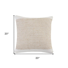 20" Ivory And Natural Cotton Geometric Throw Pillow