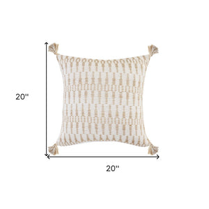 20" Ivory Throw Pillow