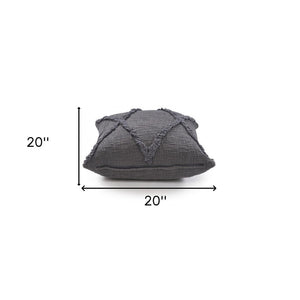 18" X 18" Taupe And Brown 100% Cotton Geometric Zippered Pillow