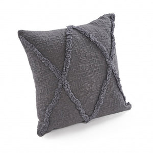18" X 18" Taupe And Brown 100% Cotton Geometric Zippered Pillow