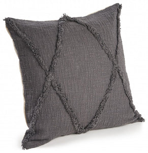 18" X 18" Taupe And Brown 100% Cotton Geometric Zippered Pillow