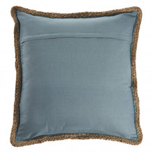 20" Turquoise And Tan Cotton Color Block Throw Pillow