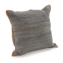 20" Turquoise And Tan Cotton Color Block Throw Pillow