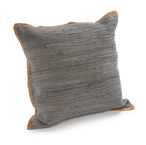 20" Turquoise And Tan Cotton Color Block Throw Pillow