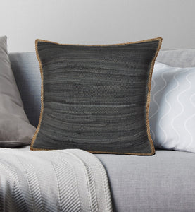 20" Turquoise And Tan Cotton Color Block Throw Pillow