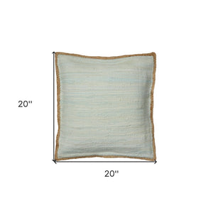 20" Beige and Green Throw Pillow
