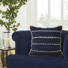 14" X 36" Blue and Beige Lumbar Throw Pillow