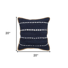 14" X 36" Blue and Beige Lumbar Throw Pillow
