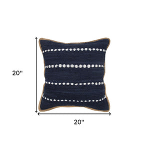 14" X 36" Blue and Beige Lumbar Throw Pillow