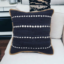 14" X 36" Blue and Beige Lumbar Throw Pillow