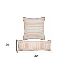 18" X 18" White Gray And Tan 100% Cotton Striped Zippered Pillow