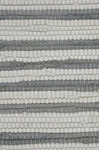 18" X 18" White Gray And Tan 100% Cotton Striped Zippered Pillow