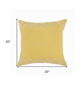 20" Yellow and White Throw Pillow