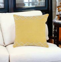 20" Yellow and White Throw Pillow