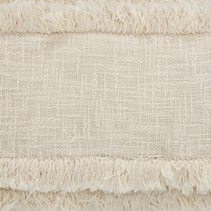 20" Cream Cotton Throw Pillow with Fringe