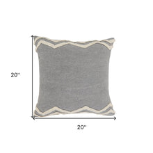 14" X 36" Gray And Tan Cotton Chevron Throw Pillow