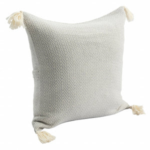 18" X 18" Light Blue 100% Cotton Geometric Zippered Pillow
