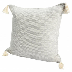18" X 18" Light Blue 100% Cotton Geometric Zippered Pillow