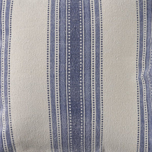 18" Navy Blue And Ivory Cotton Coastal Throw Pillow with Fringe