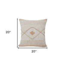 20" X 20" Peach And White 100% Cotton Coastal Zippered Pillow