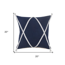 20" X 20" Light Gray And White 100% Cotton Coastal Zippered Pillow