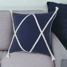 20" X 20" Light Gray And White 100% Cotton Coastal Zippered Pillow