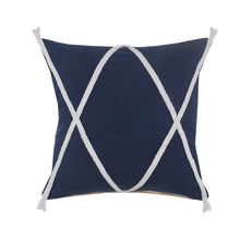 20" X 20" Light Gray And White 100% Cotton Coastal Zippered Pillow