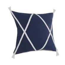 20" X 20" Light Gray And White 100% Cotton Coastal Zippered Pillow
