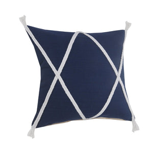20" X 20" Light Gray And White 100% Cotton Coastal Zippered Pillow