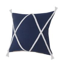 20" X 20" Light Gray And White 100% Cotton Coastal Zippered Pillow