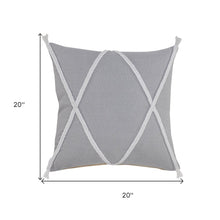 20" X 20" Light Gray And White 100% Cotton Coastal Zippered Pillow
