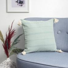 18" X 18" Aqua And Green 100% Cotton Zippered Pillow