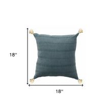 18" X 18" Aqua And Green 100% Cotton Zippered Pillow