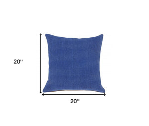 20" X 20" Classic Blue 100% Cotton Zippered Pillow
