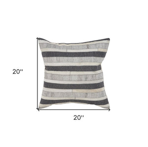 20" Charcoal Striped Wool Throw Pillow