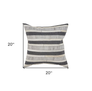 20" Charcoal Striped Wool Throw Pillow