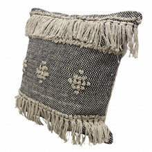 14" X 36" Gray And Taupe Cotton Geometric Throw Pillow