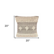 14" X 36" Gray And Taupe Cotton Geometric Throw Pillow