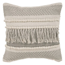 14" X 36" Beige And Gray Cotton Chevron Throw Pillow