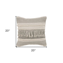 14" X 36" Beige And Gray Cotton Chevron Throw Pillow