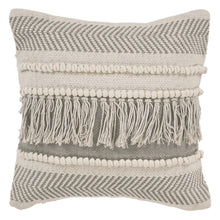 14" X 36" Beige And Gray Cotton Chevron Throw Pillow