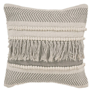14" X 36" Beige And Gray Cotton Chevron Throw Pillow