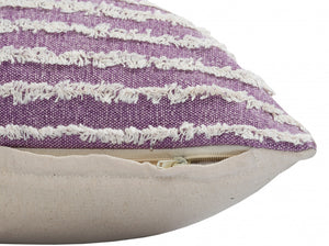 14" X 36" Purple and Cream Throw Pillow