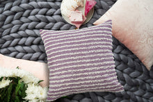 14" X 36" Purple and Cream Throw Pillow