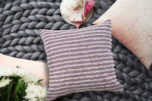 14" X 36" Purple and Cream Throw Pillow