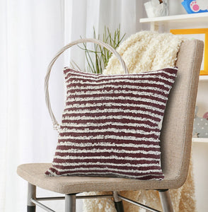 14" X 36" Purple and Cream Throw Pillow